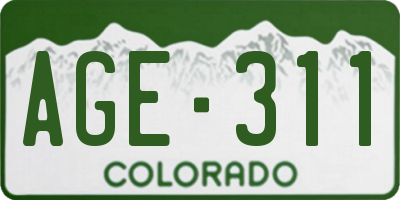 CO license plate AGE311
