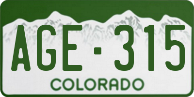 CO license plate AGE315