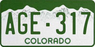 CO license plate AGE317