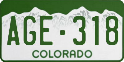 CO license plate AGE318