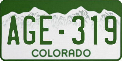CO license plate AGE319