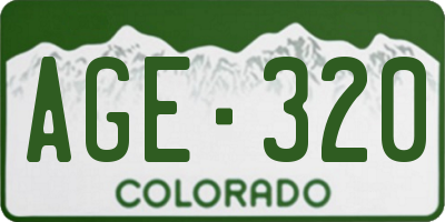 CO license plate AGE320