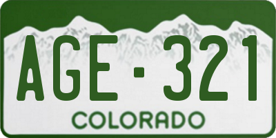 CO license plate AGE321