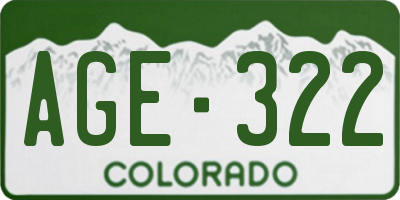 CO license plate AGE322