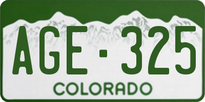 CO license plate AGE325