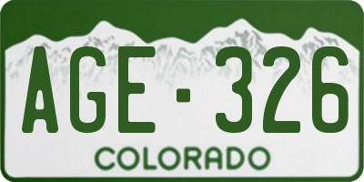 CO license plate AGE326