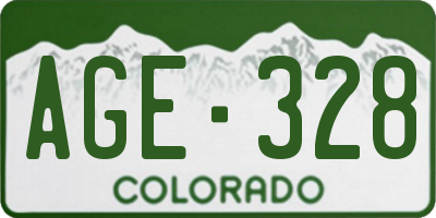 CO license plate AGE328