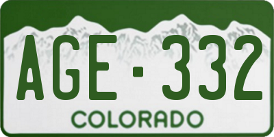 CO license plate AGE332