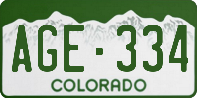 CO license plate AGE334