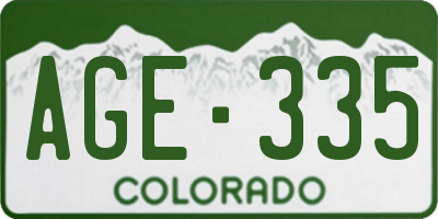 CO license plate AGE335