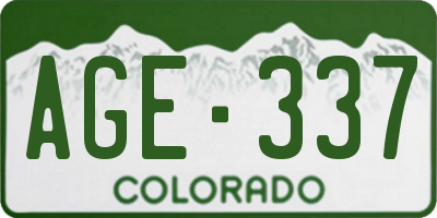 CO license plate AGE337
