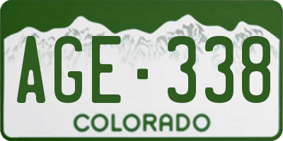 CO license plate AGE338
