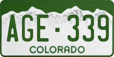 CO license plate AGE339