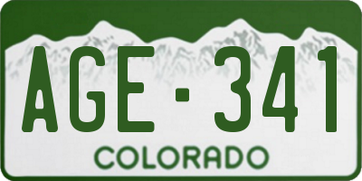 CO license plate AGE341