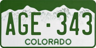 CO license plate AGE343