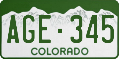 CO license plate AGE345