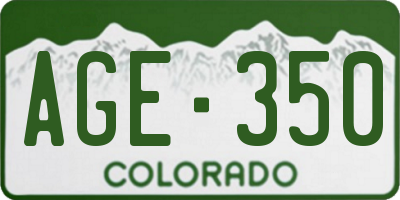 CO license plate AGE350