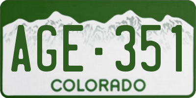 CO license plate AGE351