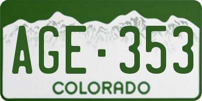 CO license plate AGE353