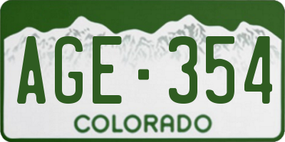 CO license plate AGE354