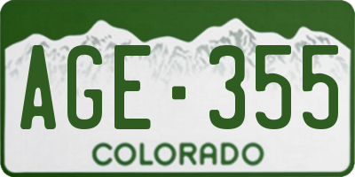 CO license plate AGE355