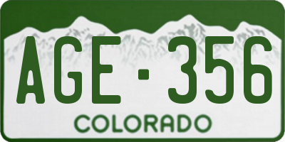 CO license plate AGE356