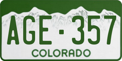 CO license plate AGE357