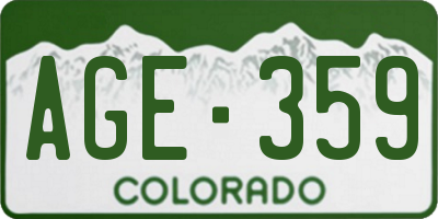 CO license plate AGE359