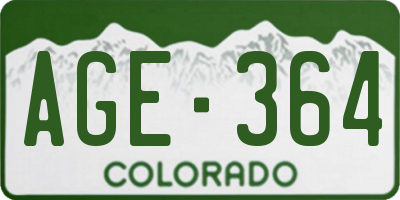 CO license plate AGE364