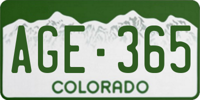 CO license plate AGE365