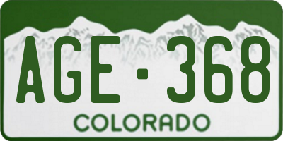 CO license plate AGE368