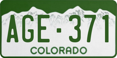 CO license plate AGE371