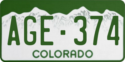 CO license plate AGE374