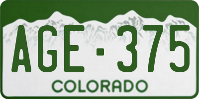 CO license plate AGE375