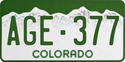 CO license plate AGE377