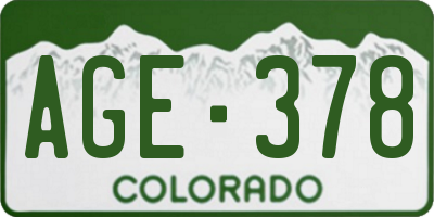 CO license plate AGE378