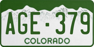CO license plate AGE379