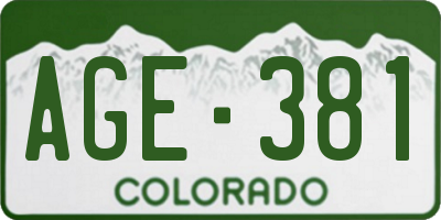 CO license plate AGE381