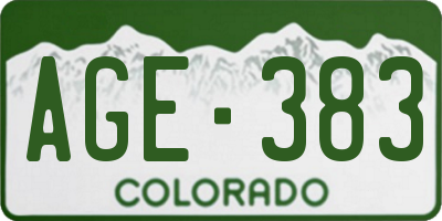 CO license plate AGE383