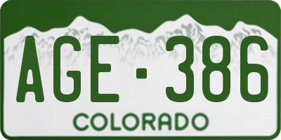 CO license plate AGE386