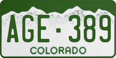 CO license plate AGE389