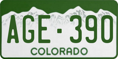 CO license plate AGE390