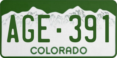 CO license plate AGE391
