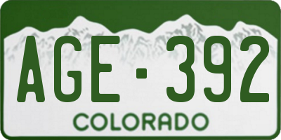 CO license plate AGE392