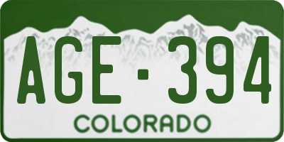 CO license plate AGE394