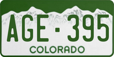 CO license plate AGE395