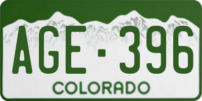 CO license plate AGE396