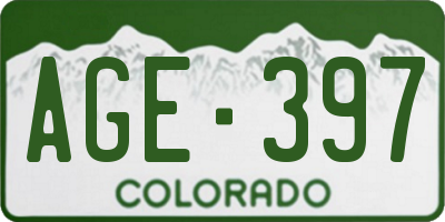 CO license plate AGE397