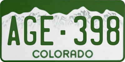CO license plate AGE398
