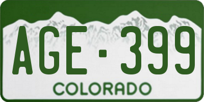 CO license plate AGE399